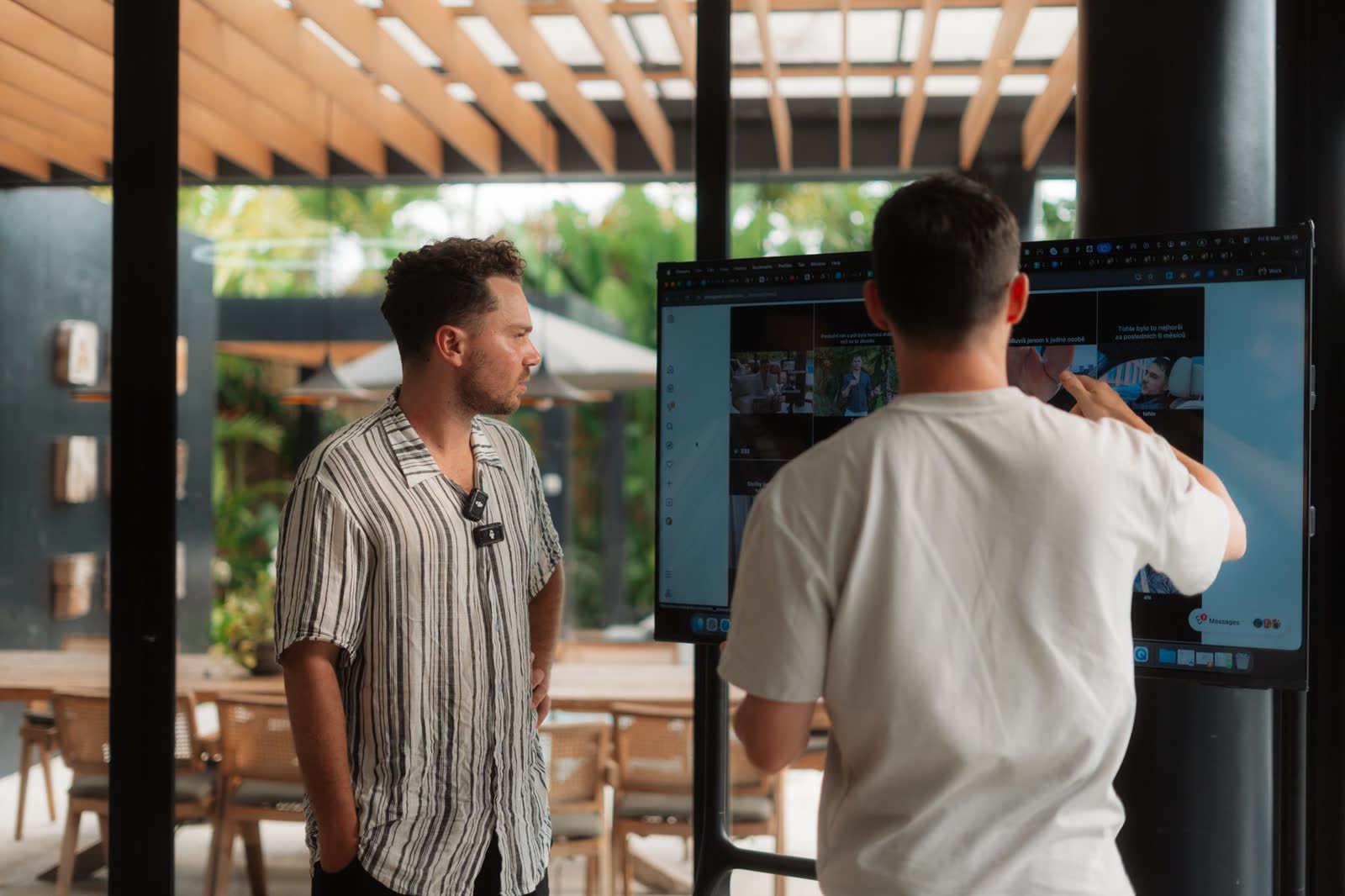Reviewing the content wall at Creator House